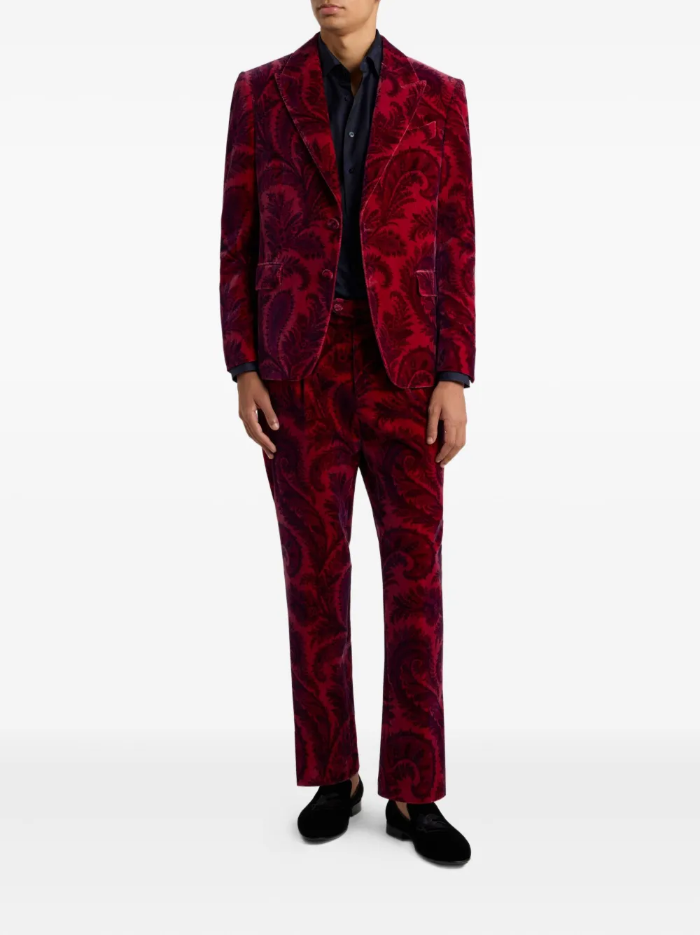 ETRO Fluwelen broek met paisley-jacquard - Rood