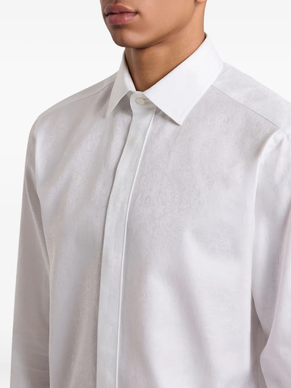 ETRO Overhemd met paisley-jacquard en lange mouwen Wit