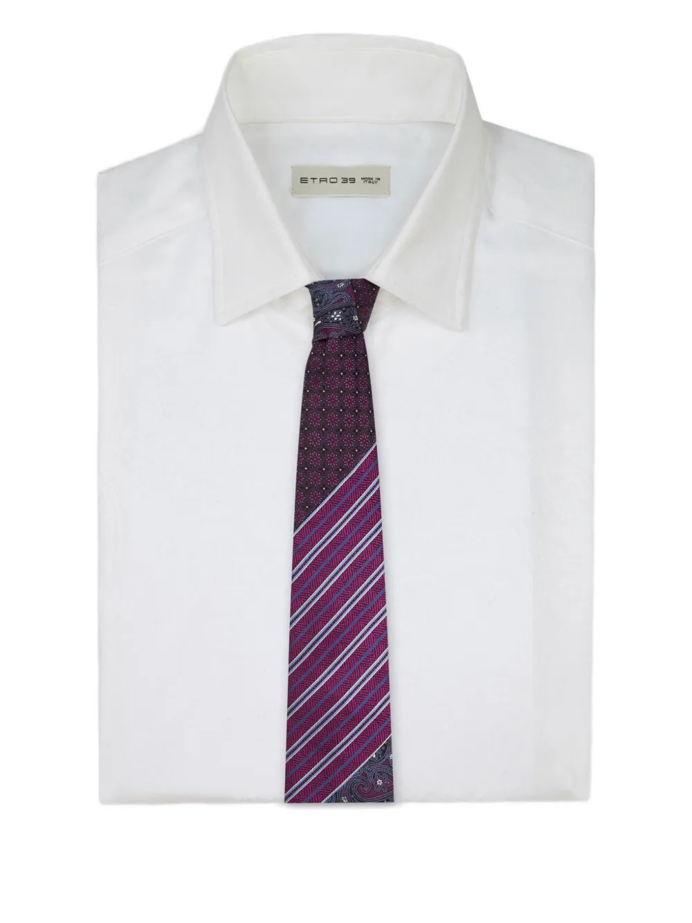 ETRO Gestreepte zijden stropdas met paisley-print Blauw