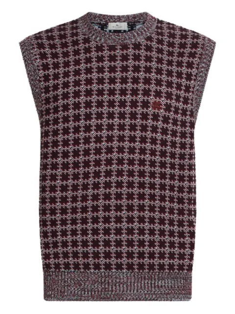 ETRO Pegaso-motif embroidered checked vest
