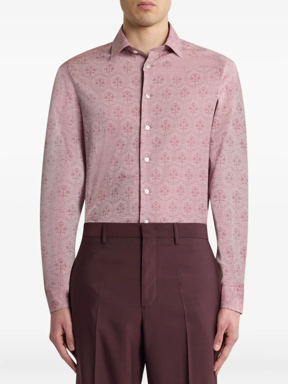 ETRO Overhemd met bloemen-jacquard en knopen Roze