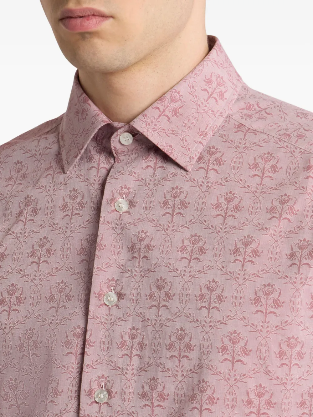 ETRO Overhemd met bloemen-jacquard en knopen Roze