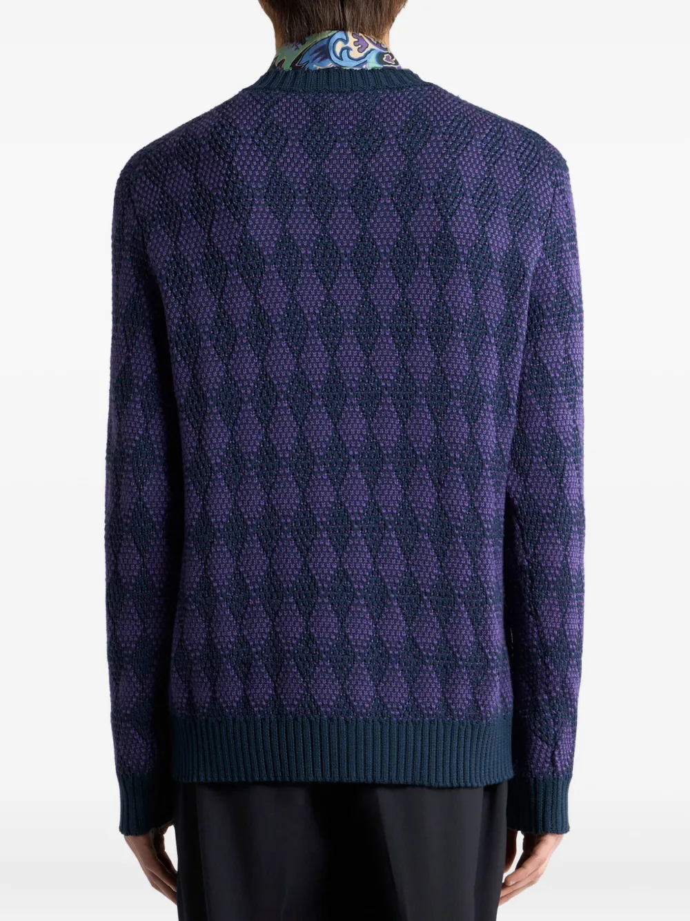 ETRO Trui met jacquard en diamantpatroon Blauw