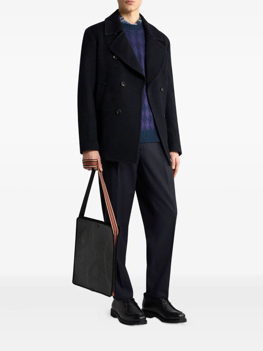 ETRO Trui met jacquard en diamantpatroon Blauw