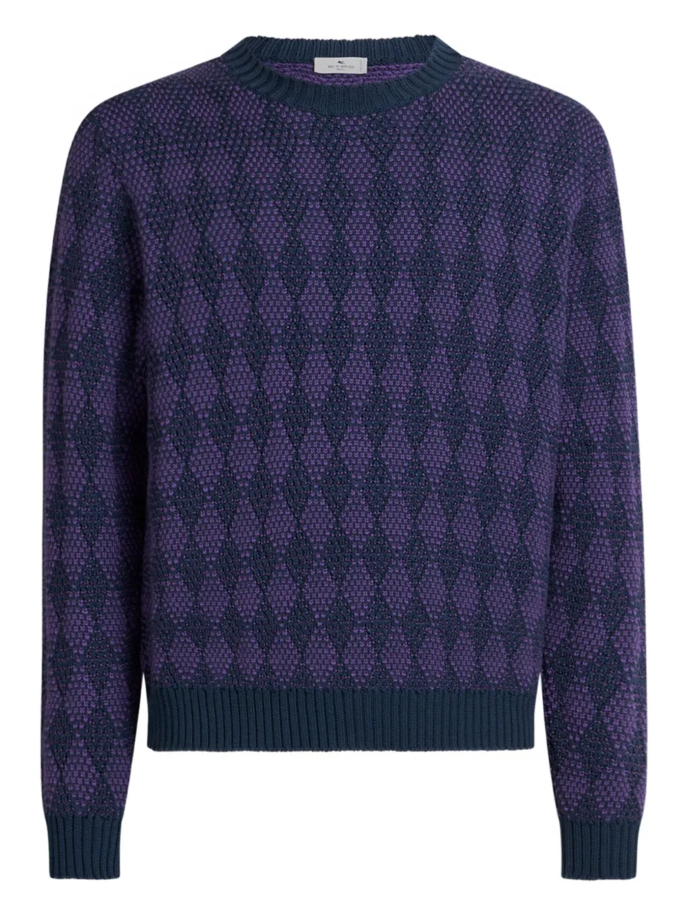 ETRO jacquard diamond-pattern sweater Blauw