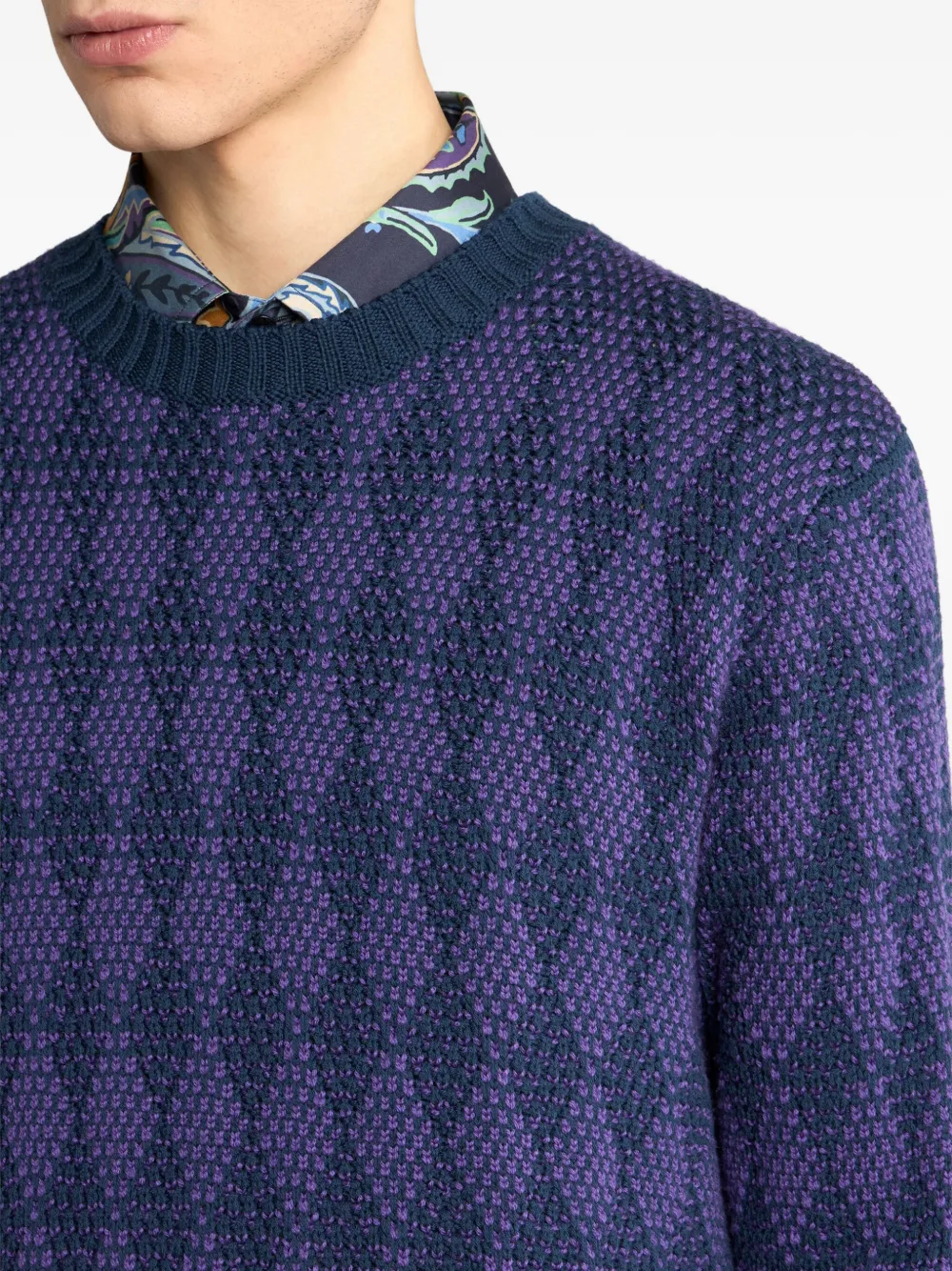 ETRO Trui met jacquard en diamantpatroon Blauw