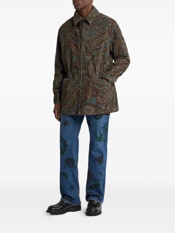 エトロ コーデュロイ ペイズリー ジャケット イタリア製 希少 ETRO ペイズリー コーデュロイ ジャケット | グリーン | FARFETCH JP