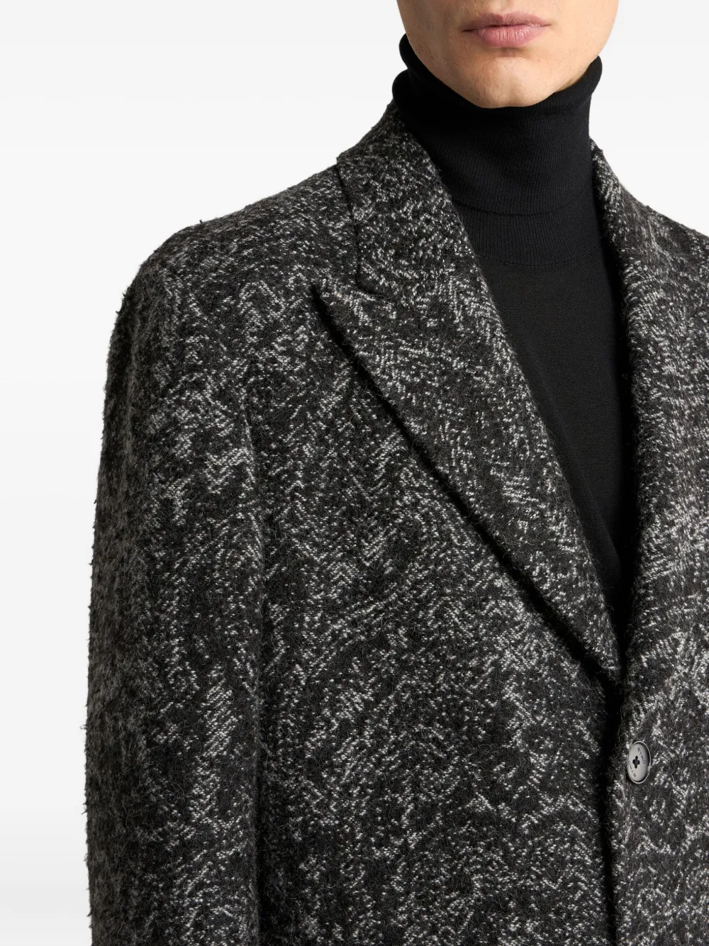 ETRO Jas met enkele rij knopen en jacquard Grijs