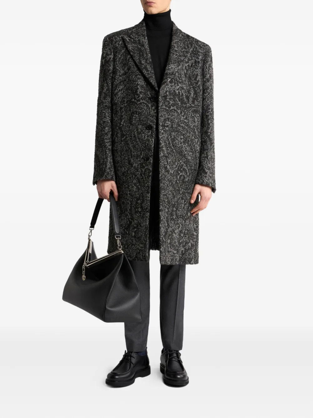 ETRO Jas met enkele rij knopen en jacquard Grijs
