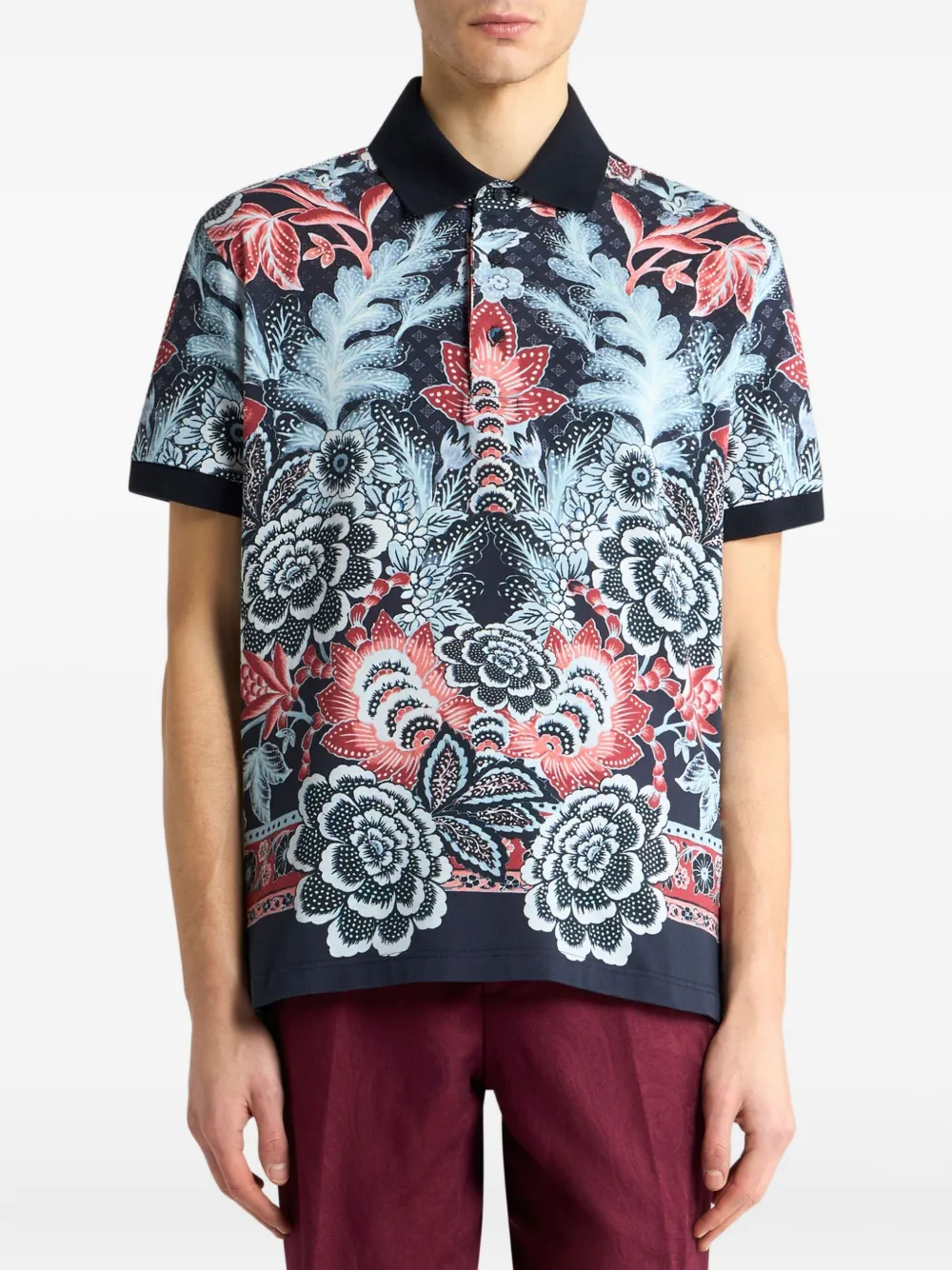 ETRO Poloshirt met bloemenprint Blauw