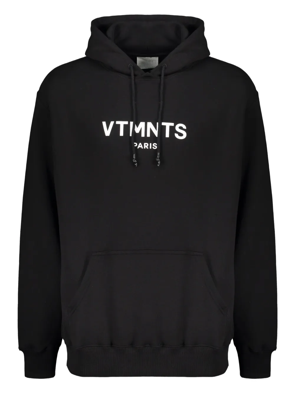 VETEMENTS logo-print ribbed-cuff hoodie Zwart