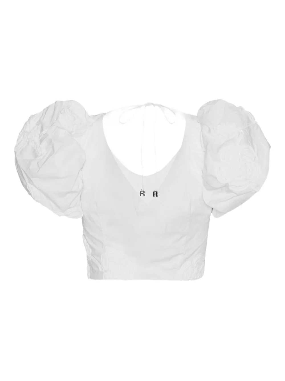 ROTATE BIRGER CHRISTENSEN puff-sleeve floral-embroidered top Wit