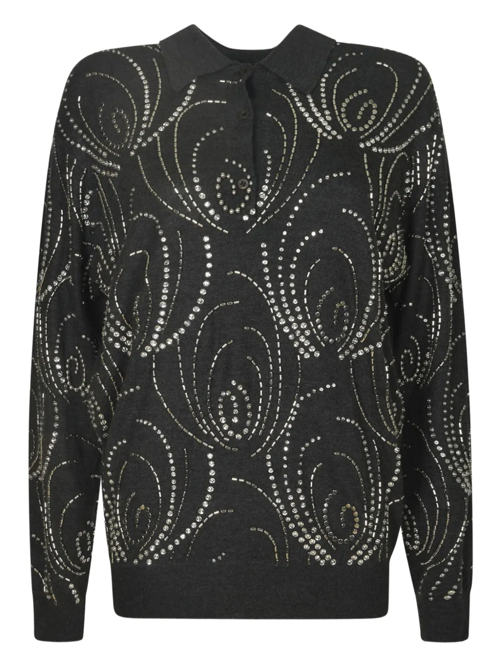 Prada crystal-embellished polo shirt Zwart