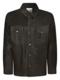 Sword button-fastening flap-pocket shirt jacket - Black