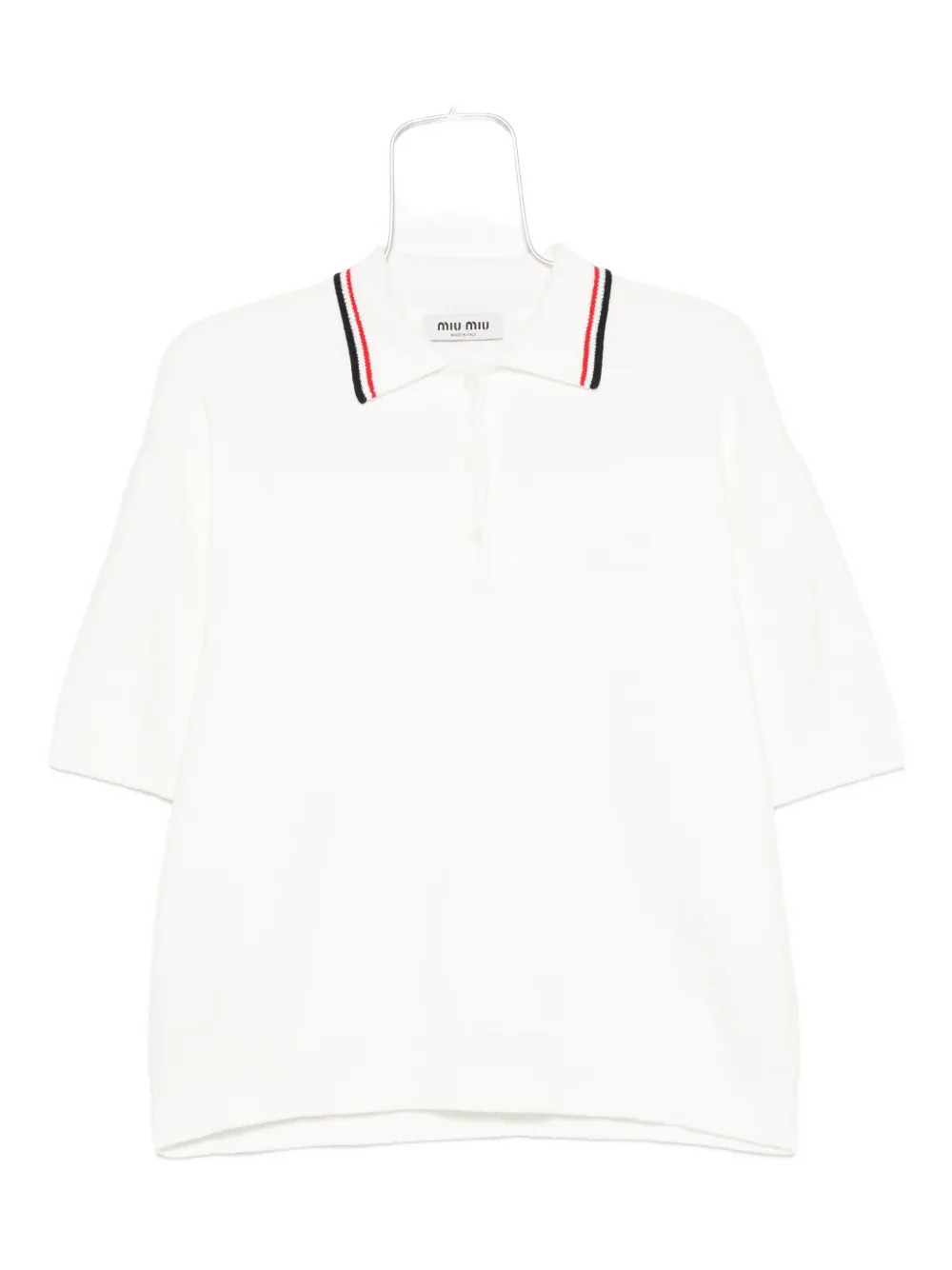 Miu striped-trim polo shirt Wit