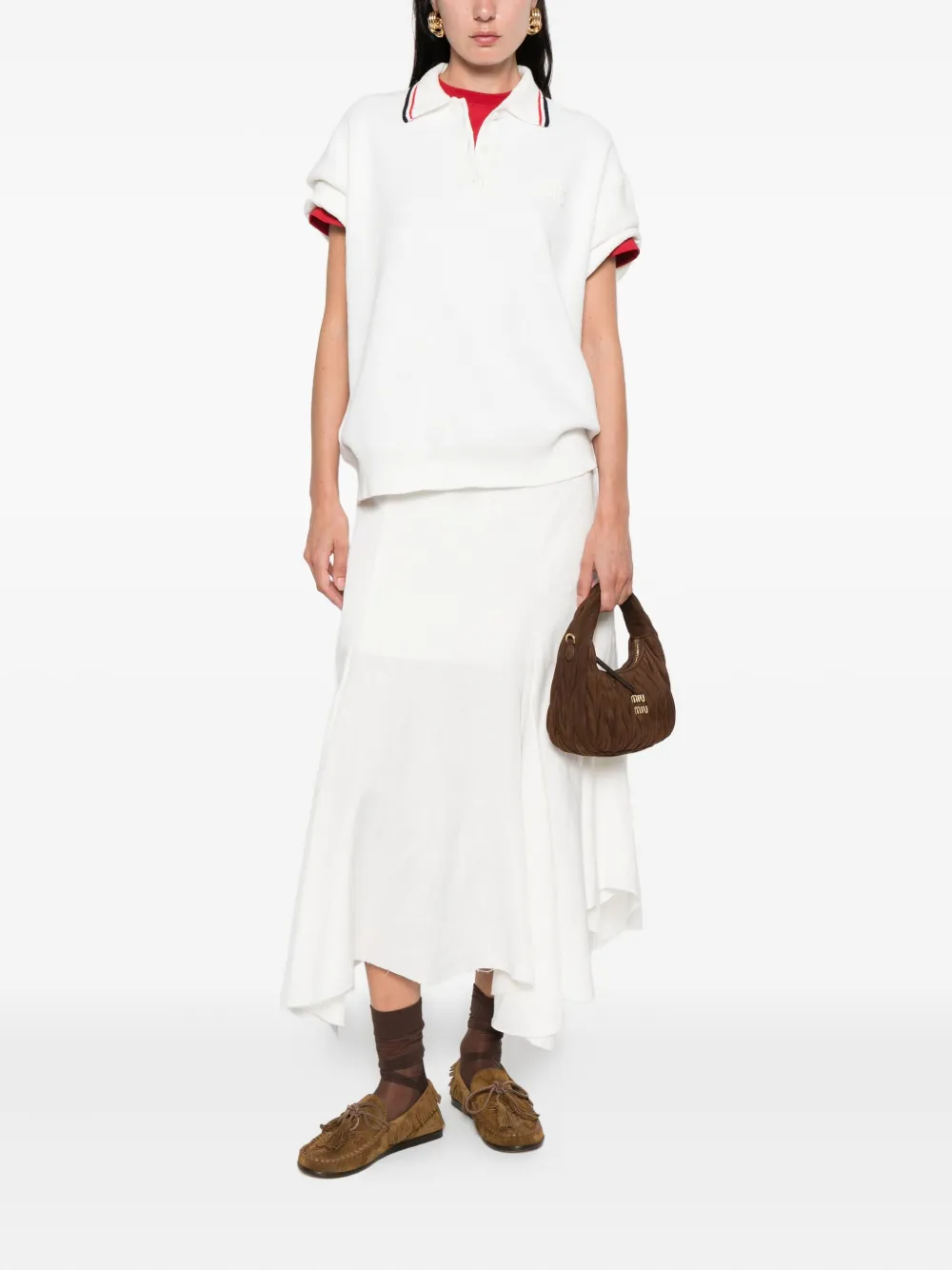 Miu striped-trim polo shirt Wit