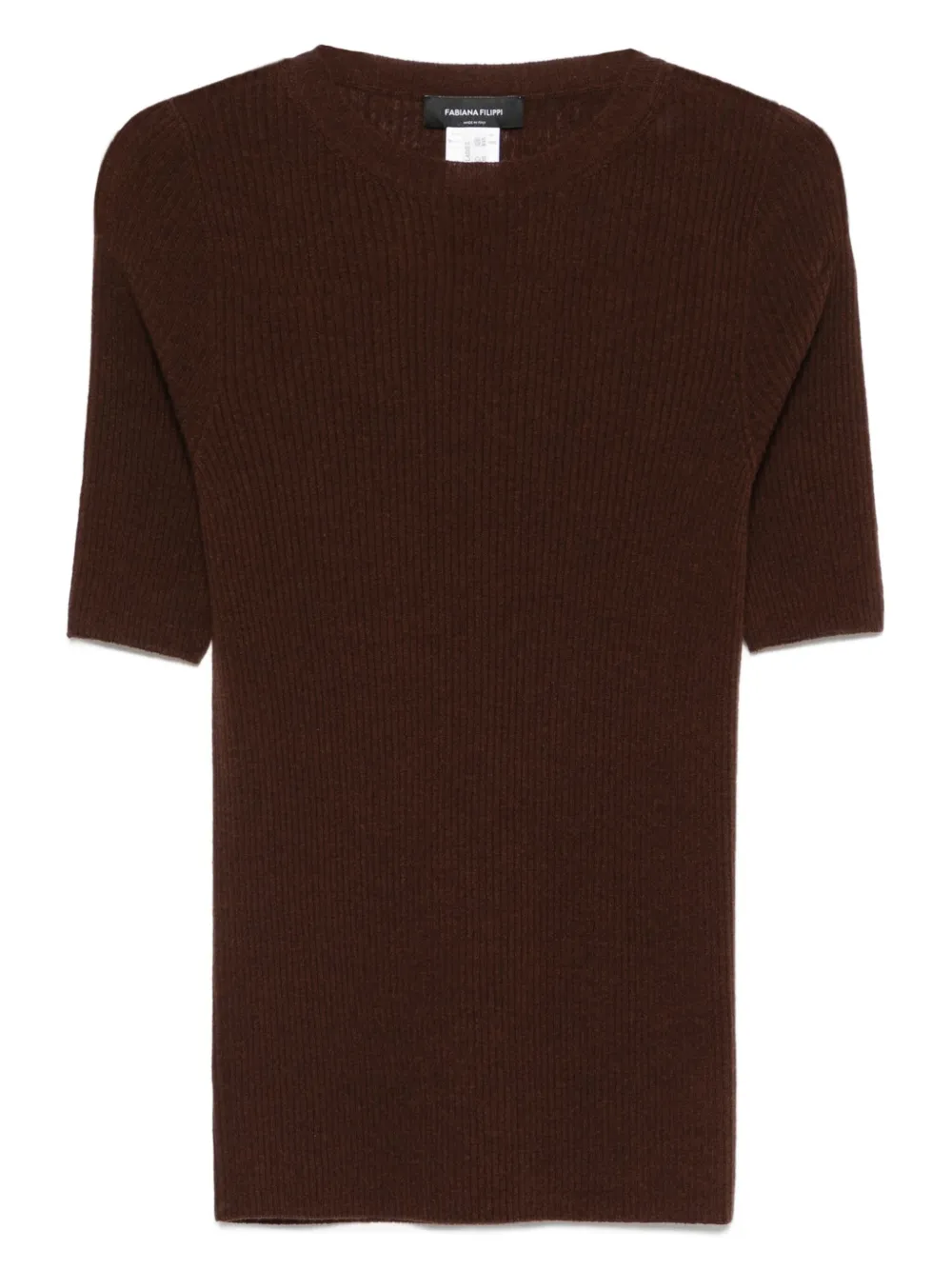 Fabiana Filippi ribbed short-sleeve top | Brown | Image 1