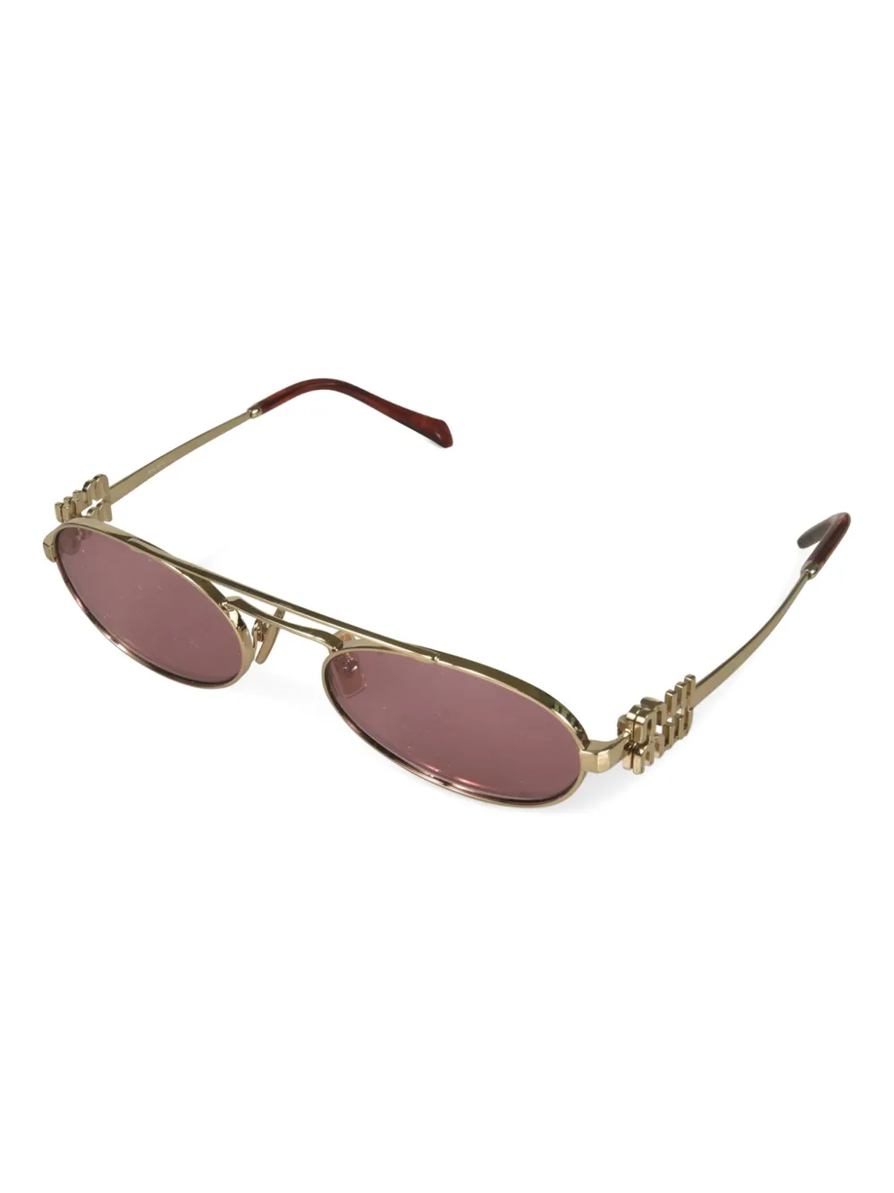 Miu logo-temple oval-frame sunglasses Goud