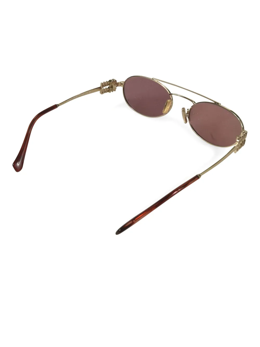 Miu logo-temple oval-frame sunglasses Goud