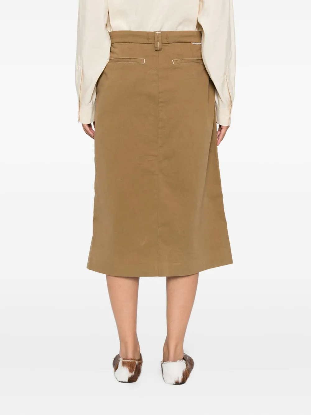 7 For All Mankind Midi-rok met contrasterend stiksel Beige