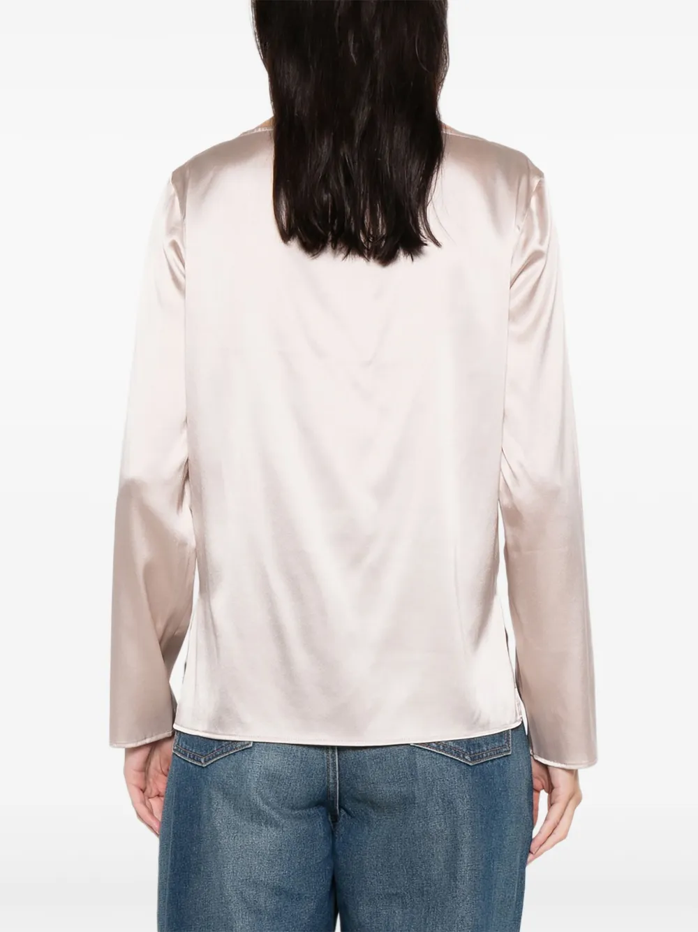 Purotatto Boat-neck Long-sleeve Blouse In Pink