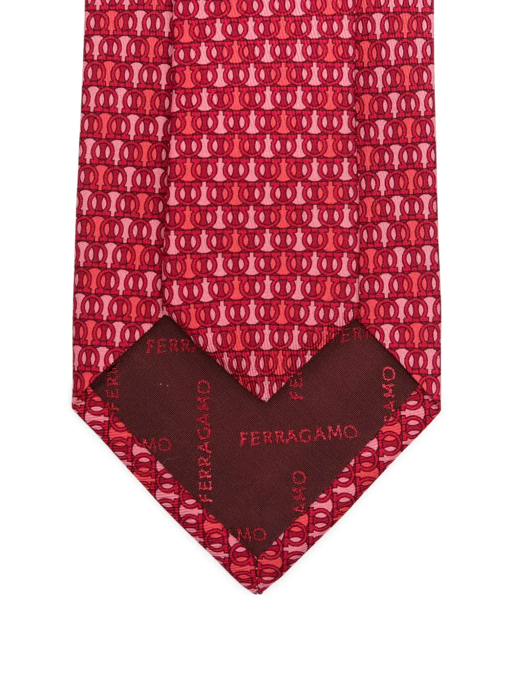 Ferragamo Gancini-pattern silk tie Rood