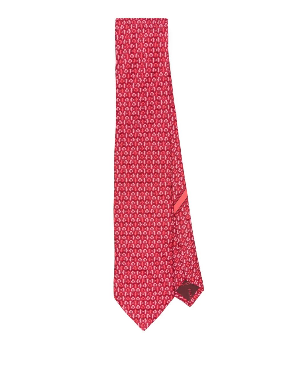 Ferragamo Gancini-pattern silk tie Rood