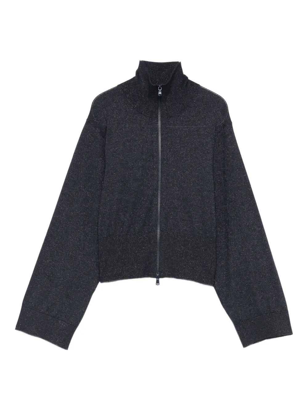 Brunello Cucinelli lurex-detail zip-up blouse Blauw