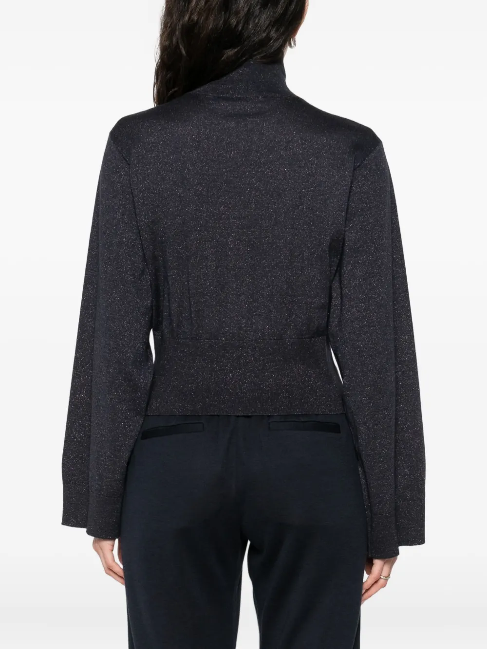 Brunello Cucinelli lurex-detail zip-up blouse Blauw