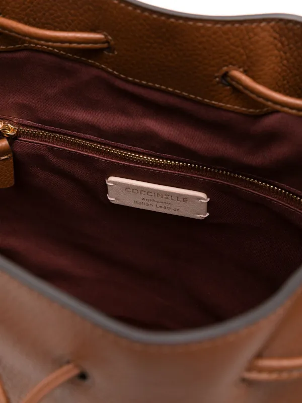 Coccinelle Medium Beat Generation Drawstring Bucket Bag Brown