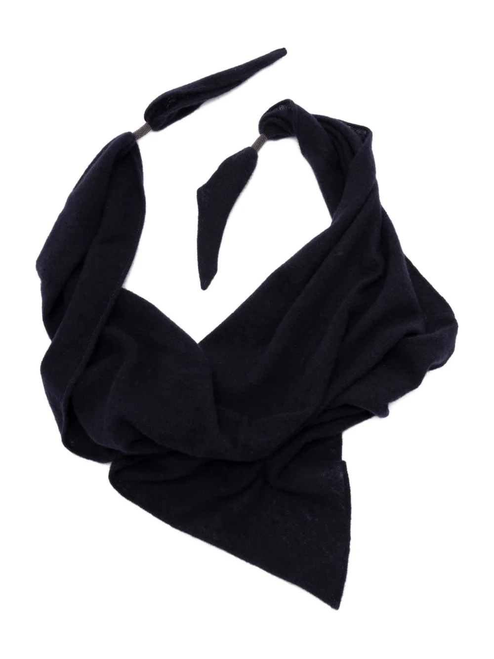 Brunello Cucinelli Cashmere Tie-detail Scarf In Blue