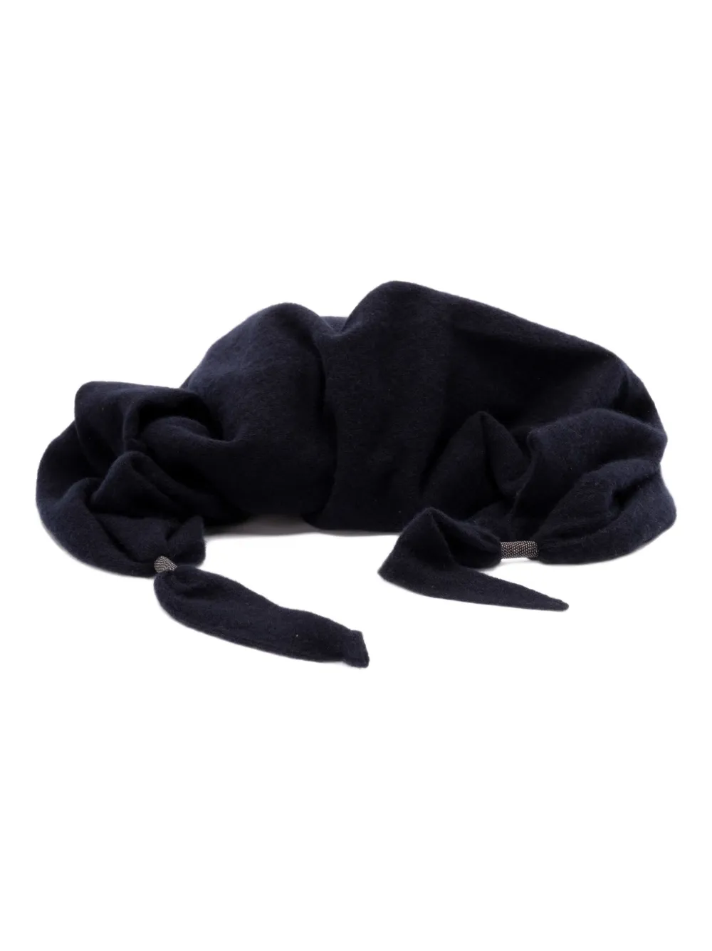 Brunello Cucinelli Cashmere Tie-detail Scarf In Blue