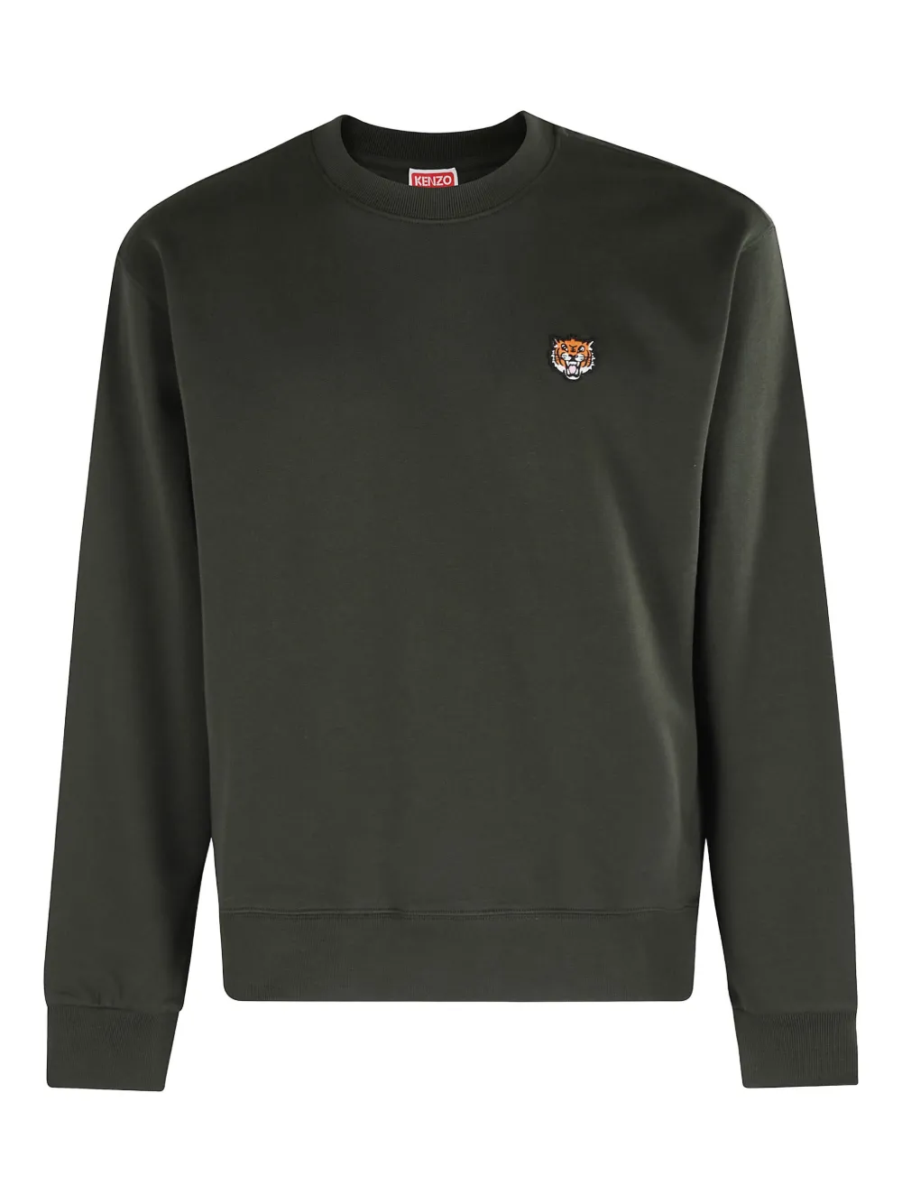 Kenzo tiger-embroidered crew neck sweatshirt Groen