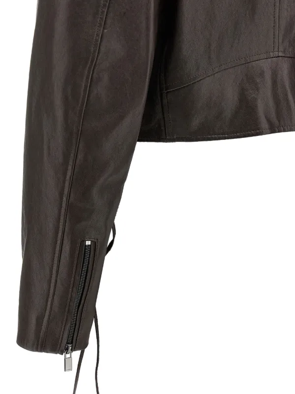 Magda Butrym 19 side-zip lace-up Leather Jacket | Brown