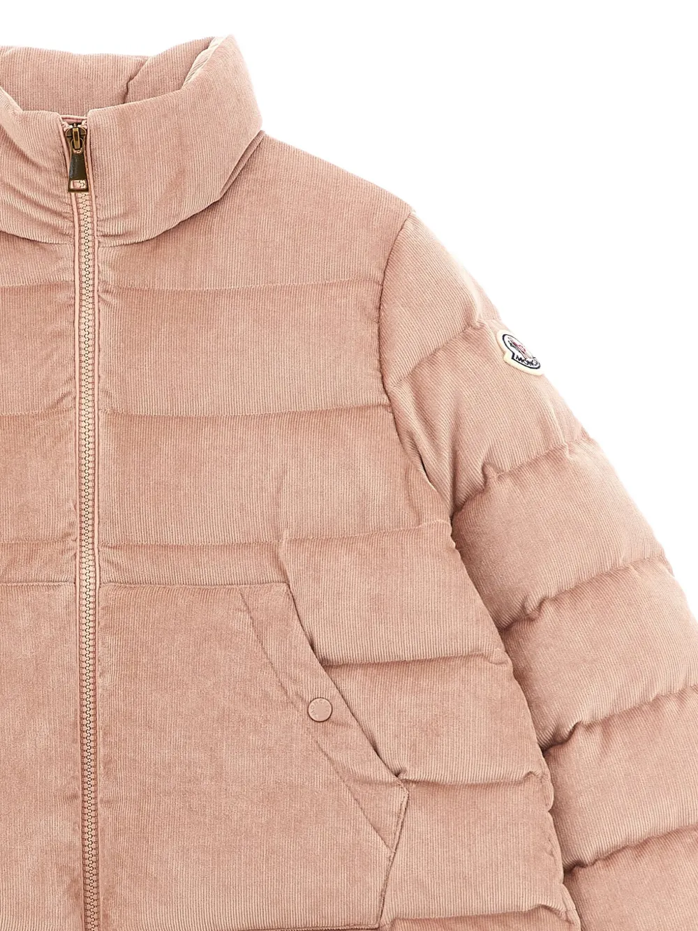 Moncler Enfant Ribfluwelen donsjack Roze