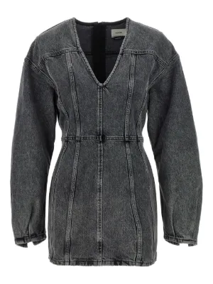 Haikure V-neck Denim Dress | Blue