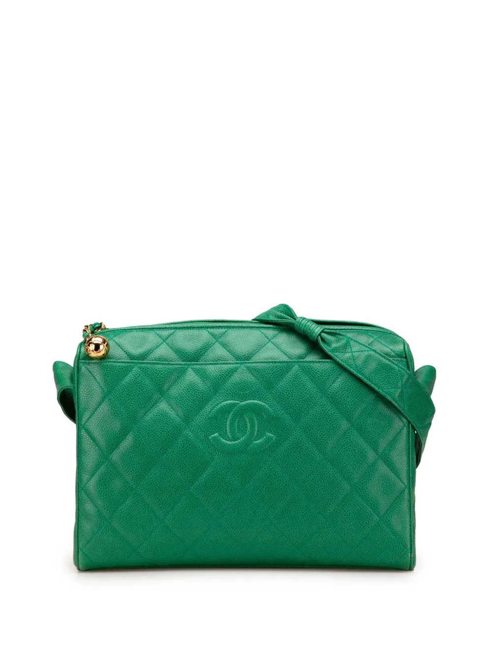 CHANEL Pre-Owned 1994-1996 ココマーク マトラッセ キャビア カメラバッグ ショルダーバッグ - グリーン CHANEL Pre-Owned 1994-1996 ココマーク マトラッセ キャビア カメラバッグ ショルダーバッグ - グリーン