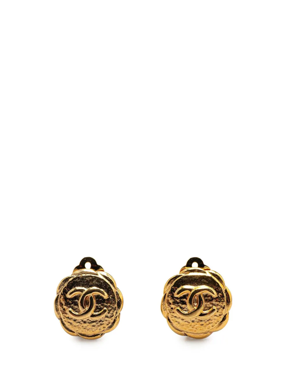 CHANEL Pre-Owned 1970-1980 ゴールドプレーテッド ココマーク ラウンド クリップオン コスチューム イヤリング - CHANEL Pre-Owned 1970-1980 ゴールドプレーテッド ココマーク ラウンド クリップオン コスチューム イヤリング -