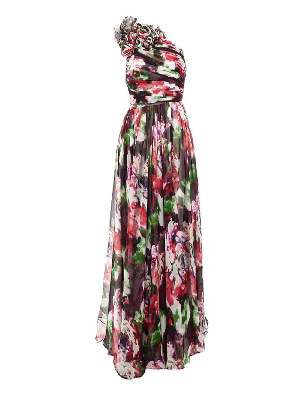 floral-print one-shoulder maxi dress