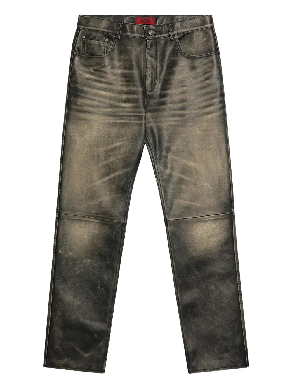 424 Leren jeans met vijf zakken Zwart