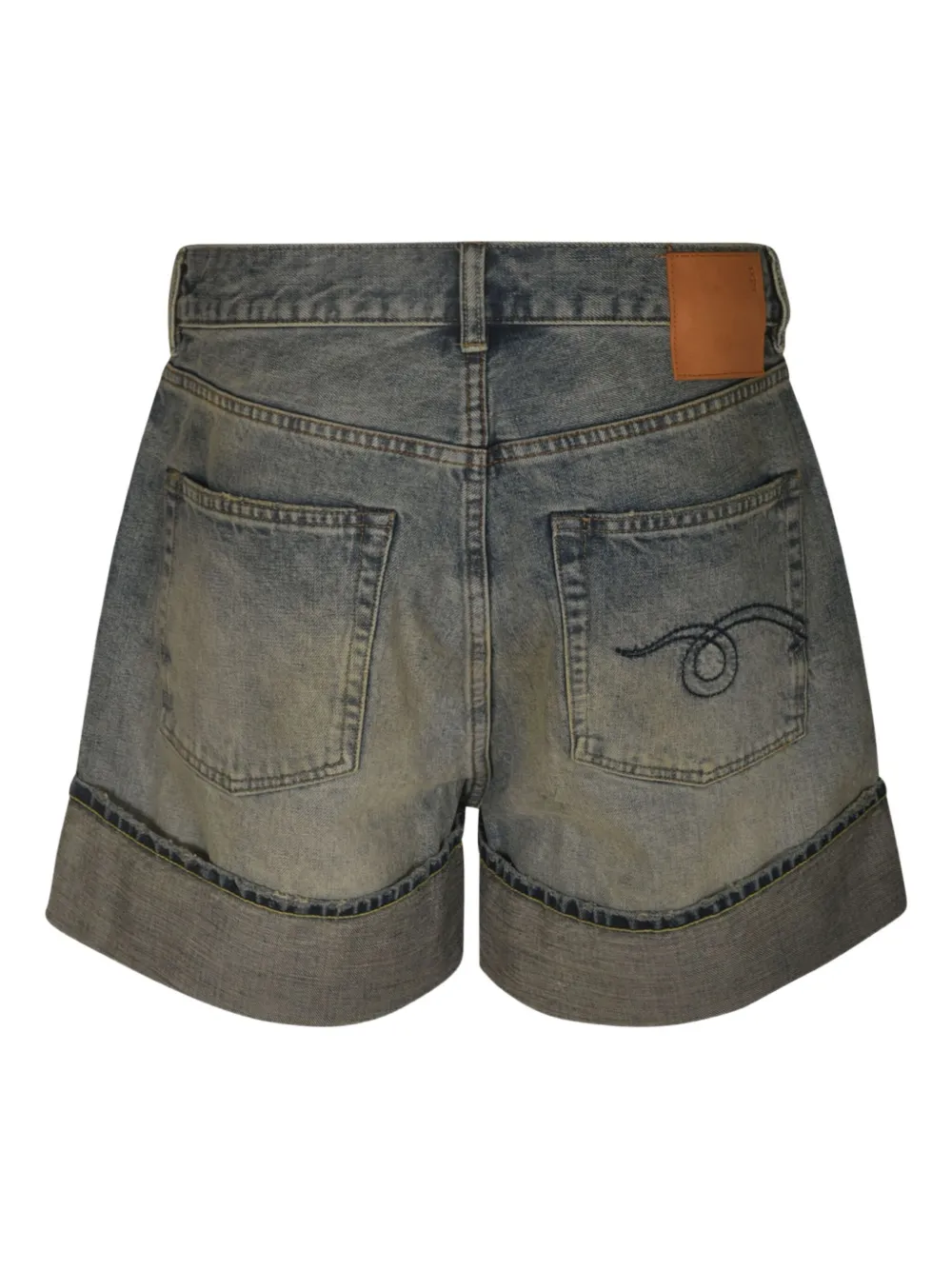 R13 logo-patch denim shorts Grijs
