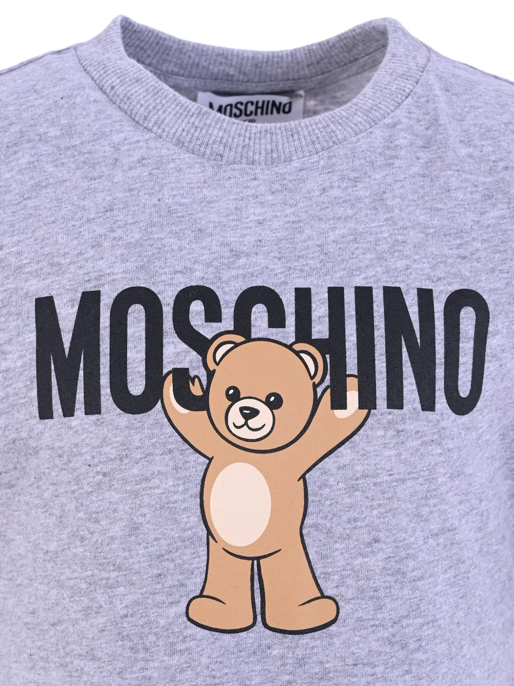 Moschino Kids Katoenen T-shirt met logoprint Grijs