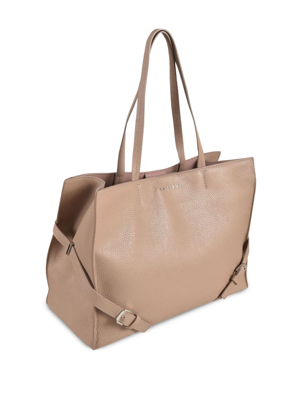 Orciani buckle-strap leather shoulder bag Beige