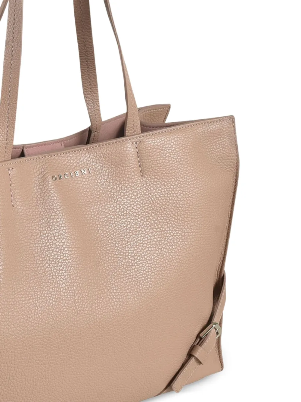 Orciani buckle-strap leather shoulder bag Beige