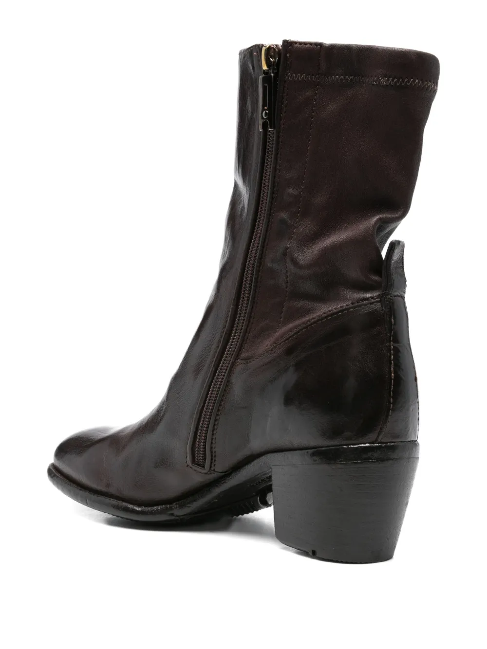 LEMARGO 60mm zipped leather ankle boots Brown