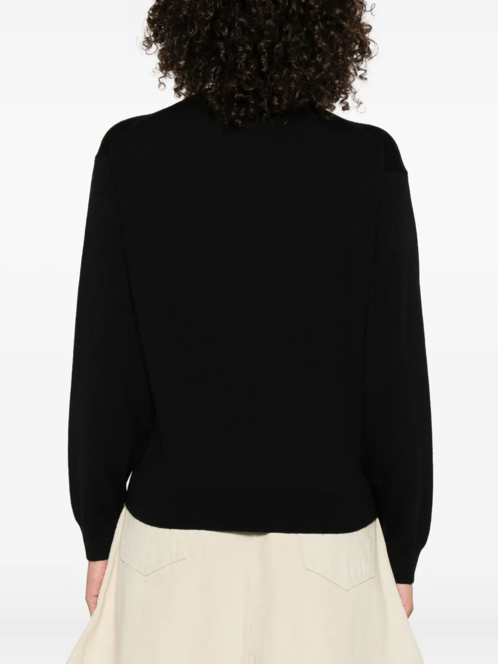 Kenzo flower-embroidered wool sweater Zwart