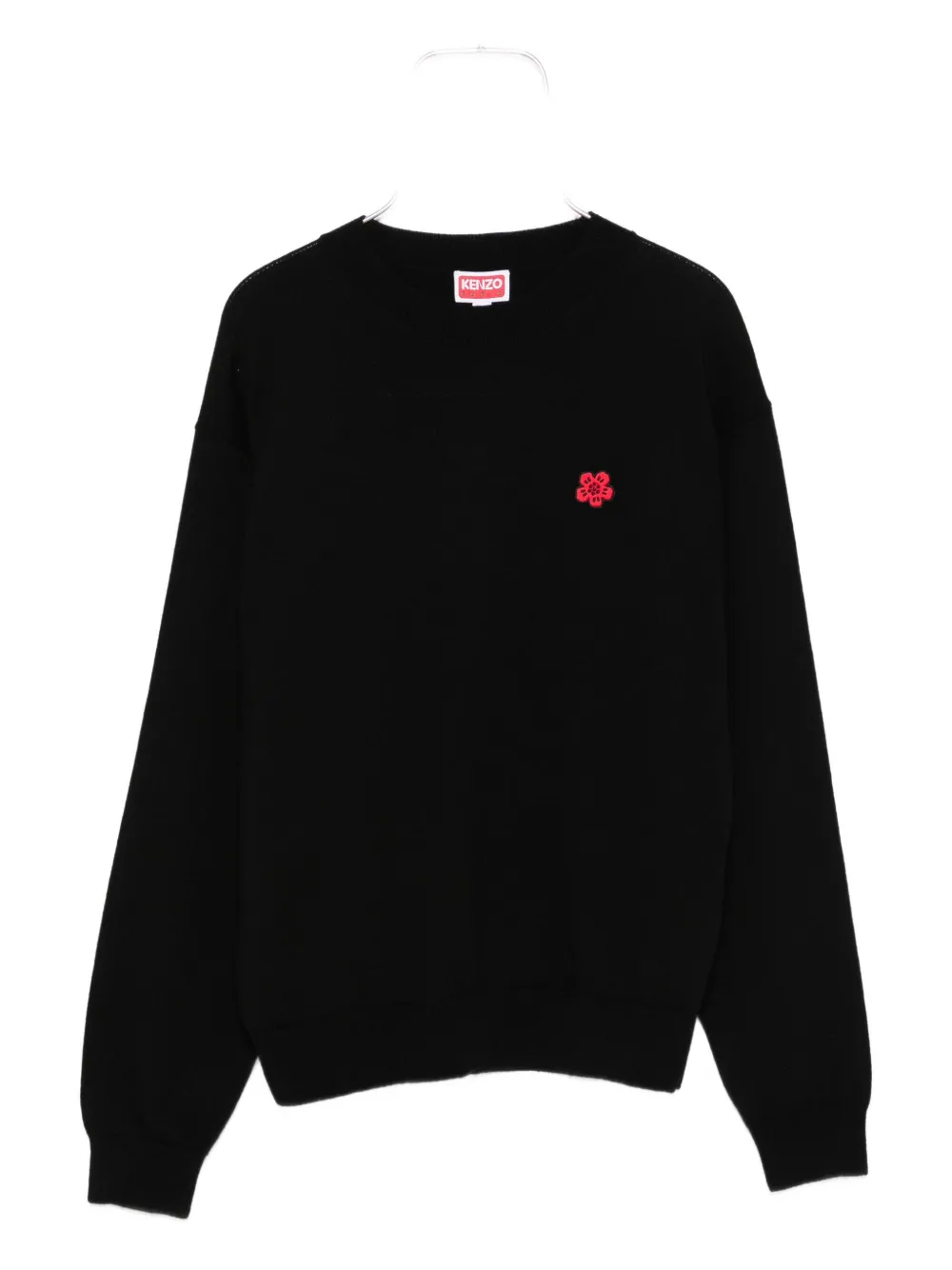 Kenzo flower-embroidered wool sweater Zwart