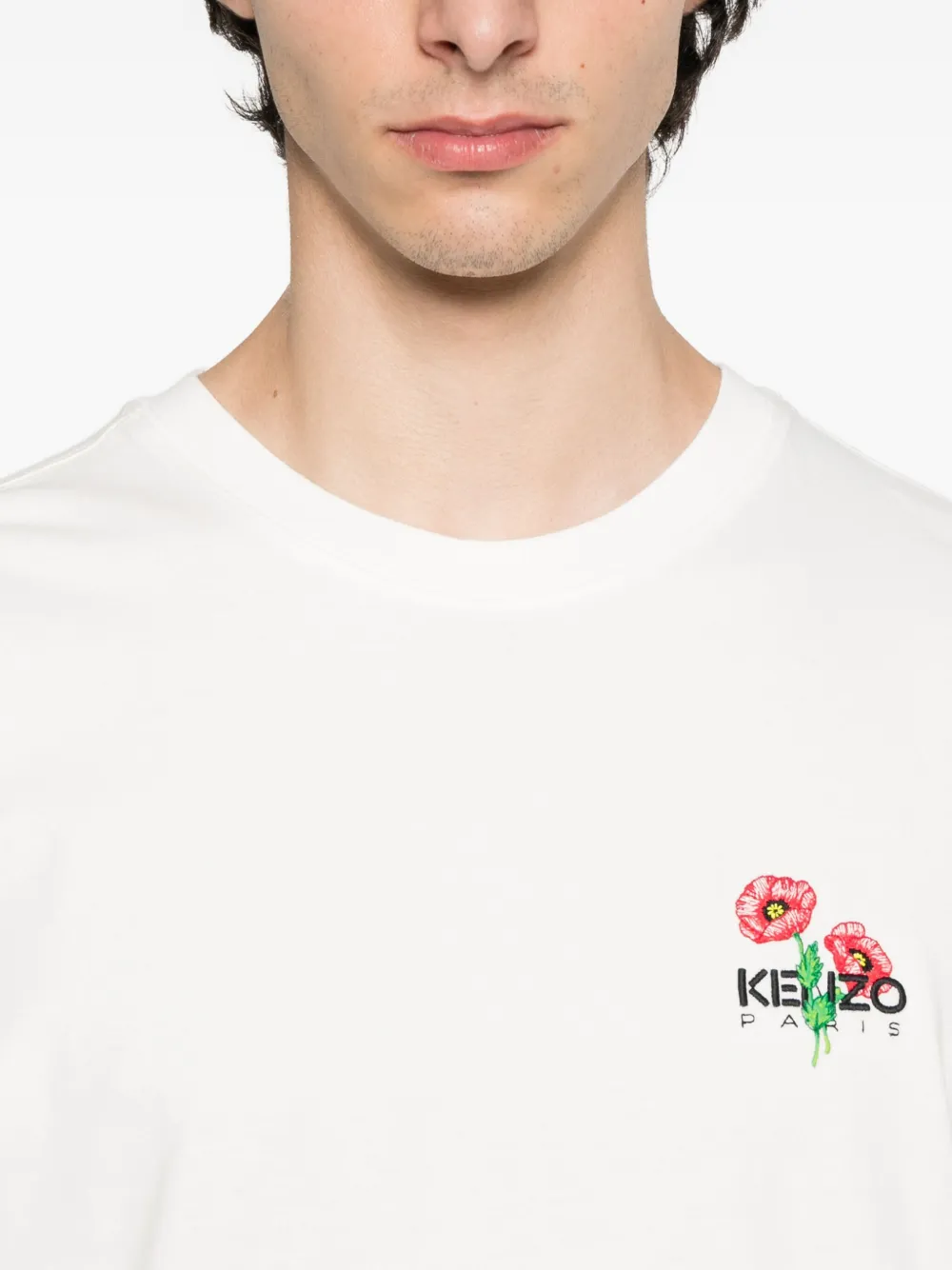 Kenzo Poppy T-shirt met borduurwerk Wit