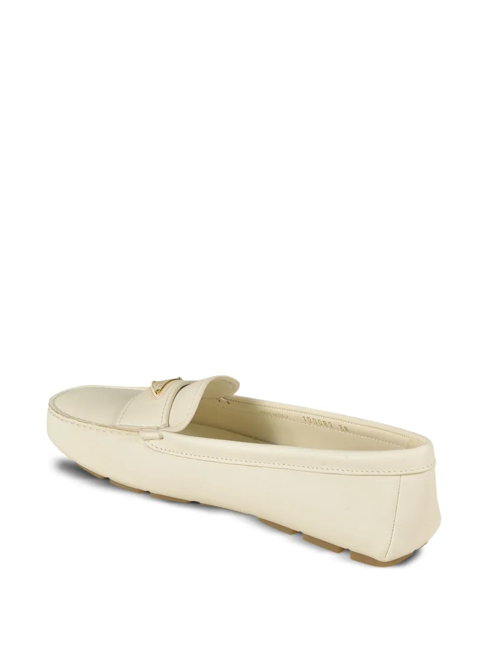 Prada leather logo-plaque loafers Neutrals