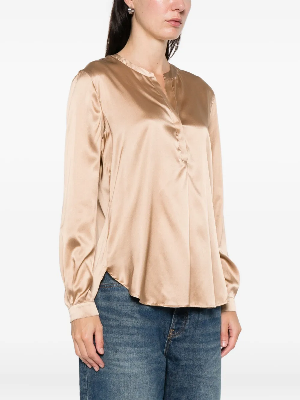 Purotatto V-neck Buttoned Blouse In Neutral